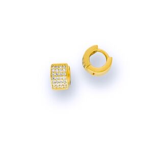Fried Rothman Mini Pave Huggie Hoop 14 Karat Gold Earrings